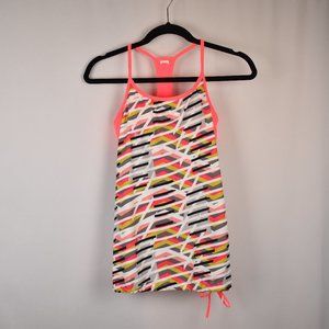 Fabletics Women's Geometric Neon Multicolor Workout Racerback with Bra Tank Top